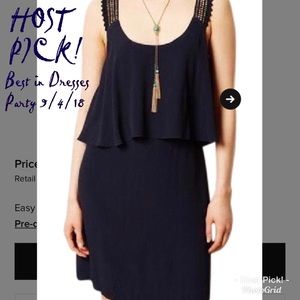 Maeve Navy Dress w/ Crochet Straps ANTHROPOLOGIE